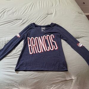 Nike Womens Long Sleeve Broncos Shirt - Navy and White